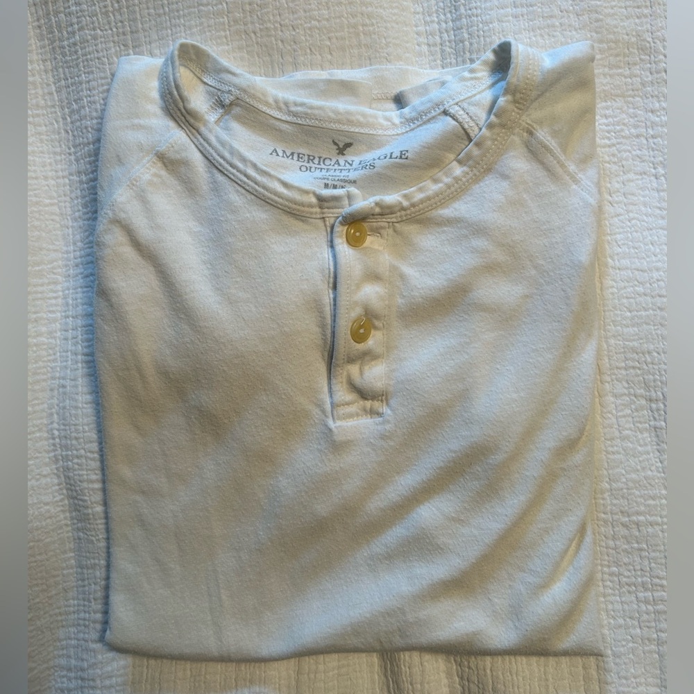 AE White Henley Tee